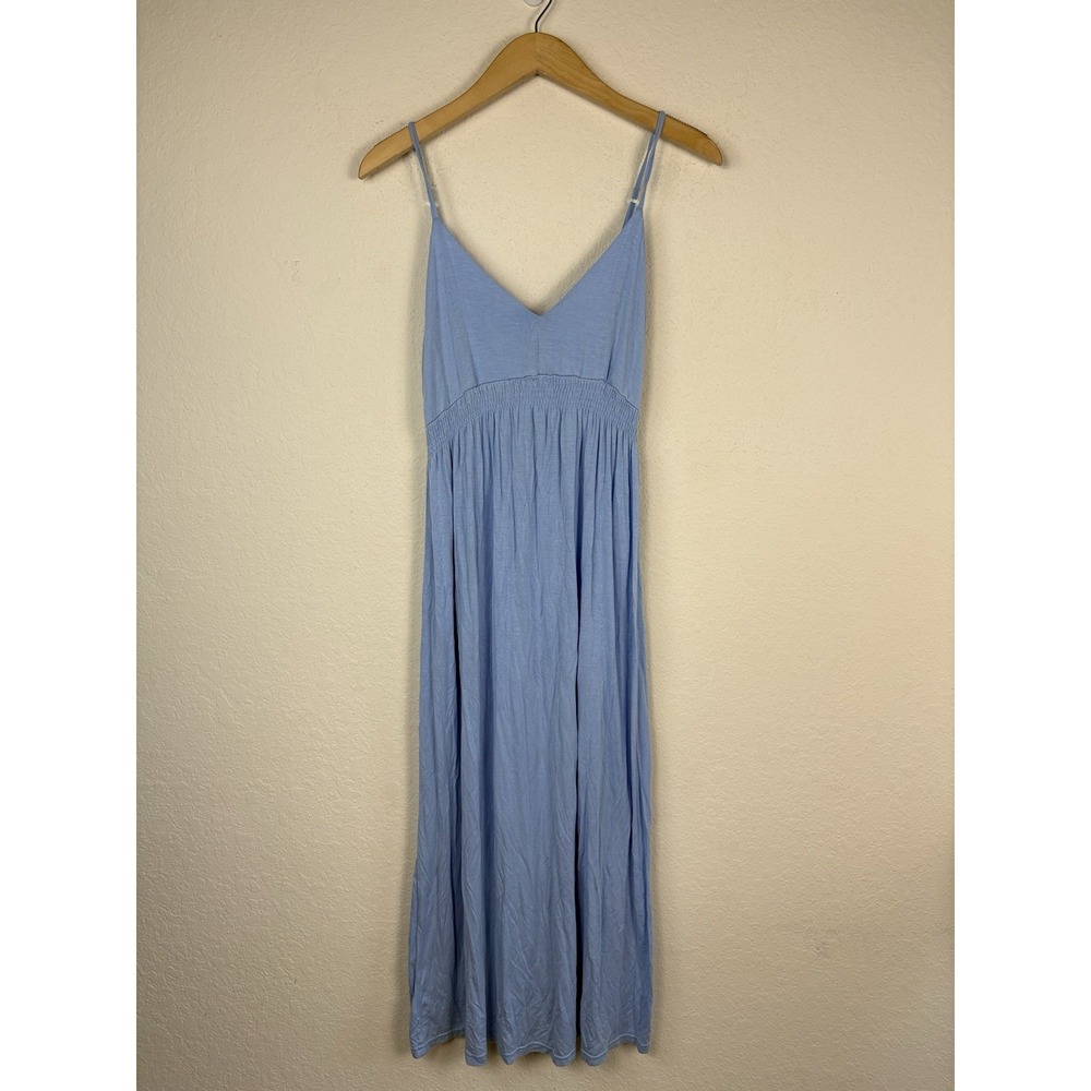 Lulu B Babydoll Maxi Dress Slip Size M Light Blue Vacation Coastal Beach Resort